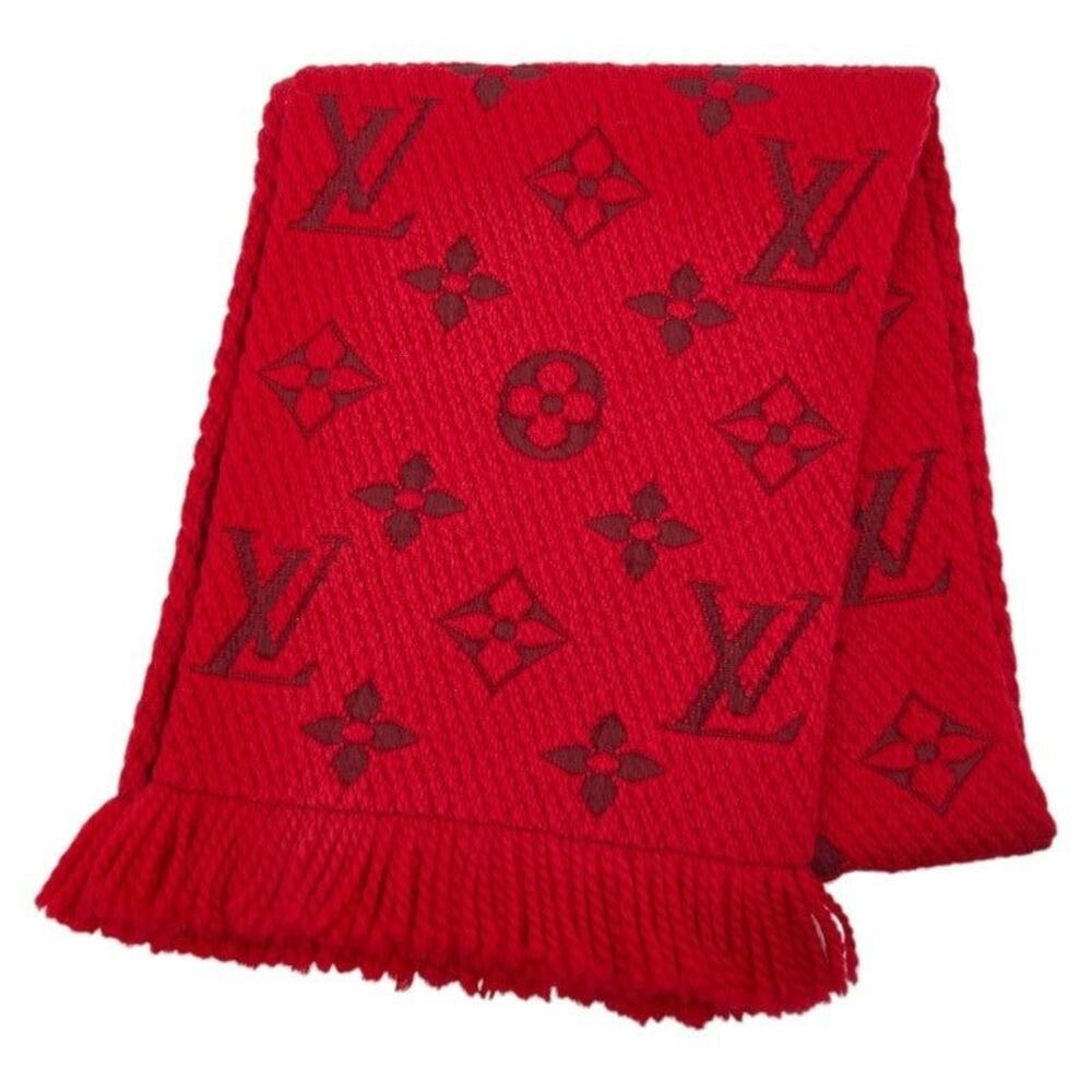 Louis Vuitton Monogram Echarpe Logomania Wool Silk Scarf Red